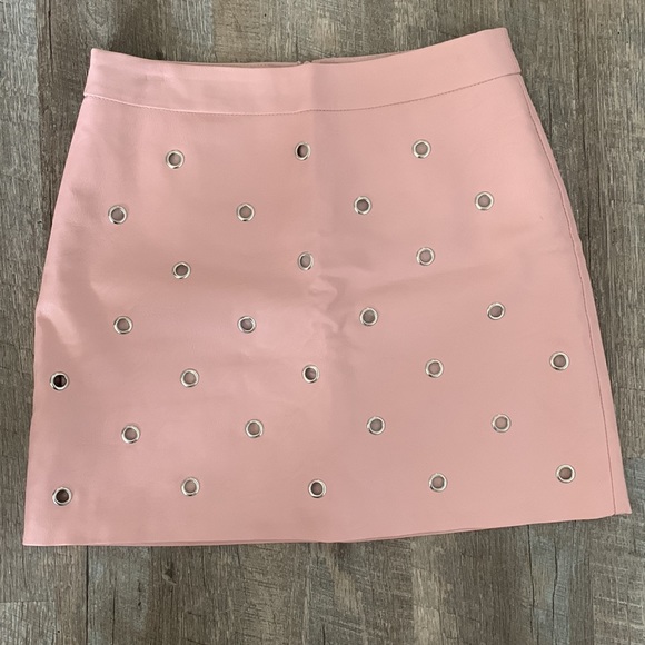 TOPSHOP Pink Leather Skirt - Picture 2 of 4